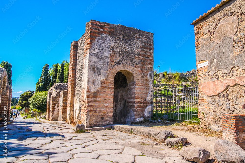 Roman archeologic ruins of the lost city of Pompeii, Italy