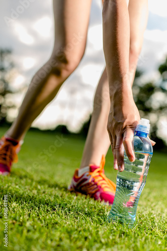 Drinking water after training, running concept