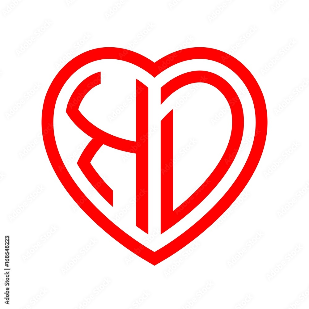 initial letters logo kd red monogram heart love shape initial letters logo kd red monogram heart love shape