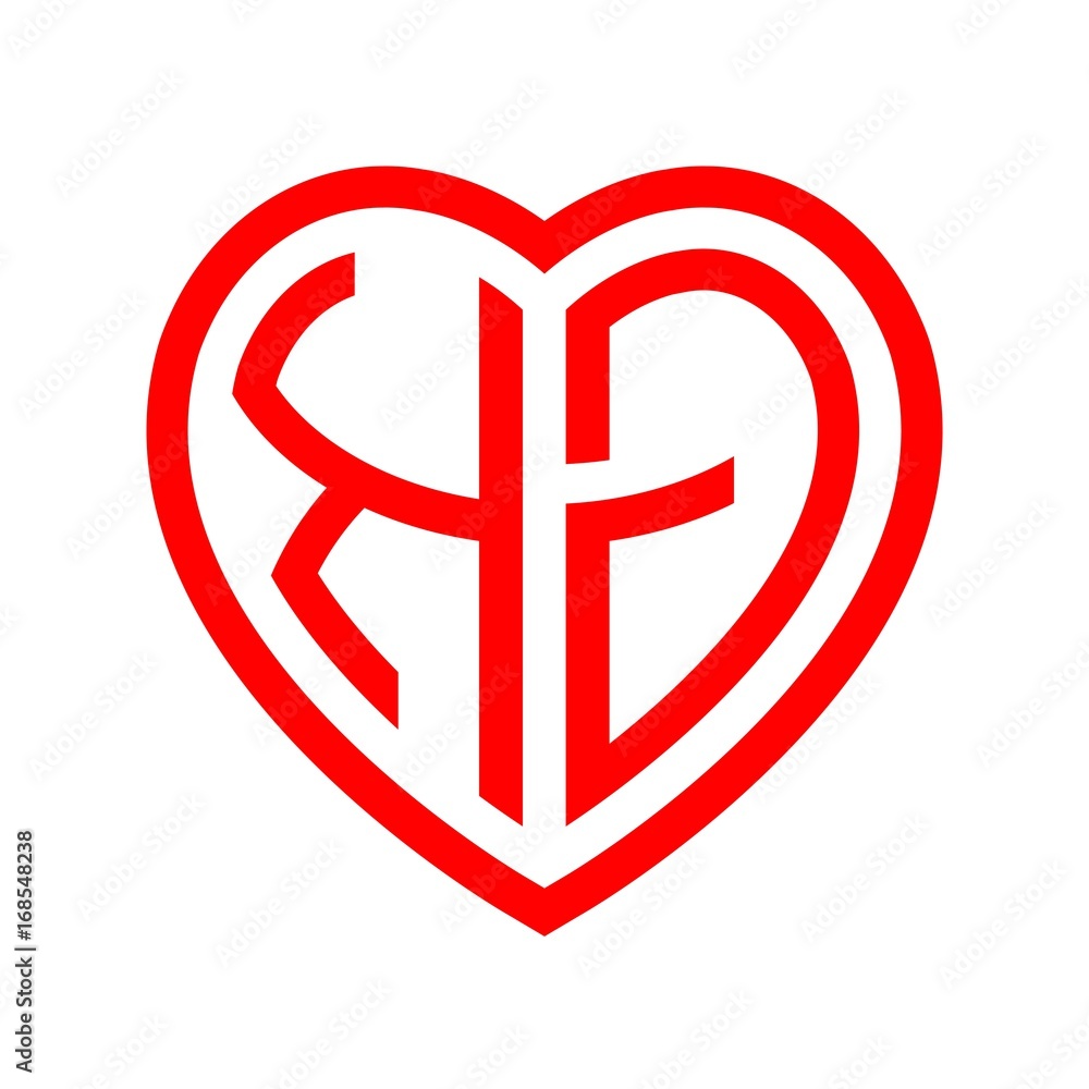 Fototapeta premium initial letters logo kg red monogram heart love shape