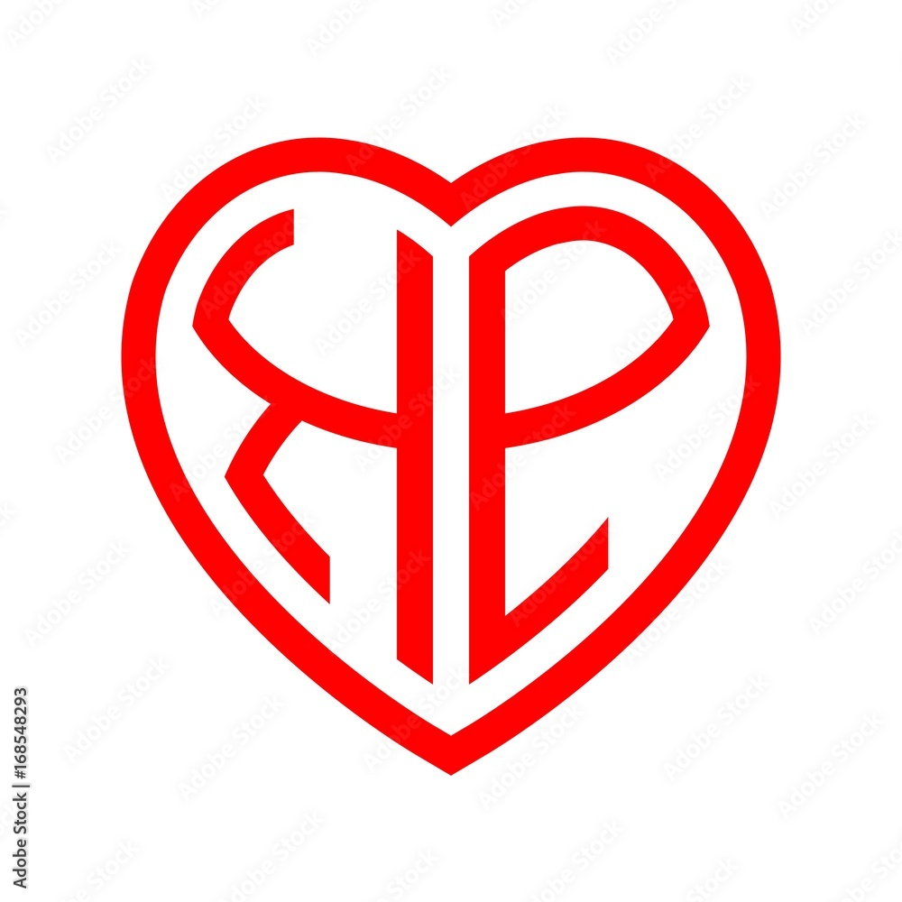initial letters logo kp red monogram heart love shape initial letters logo kp red monogram heart love shape