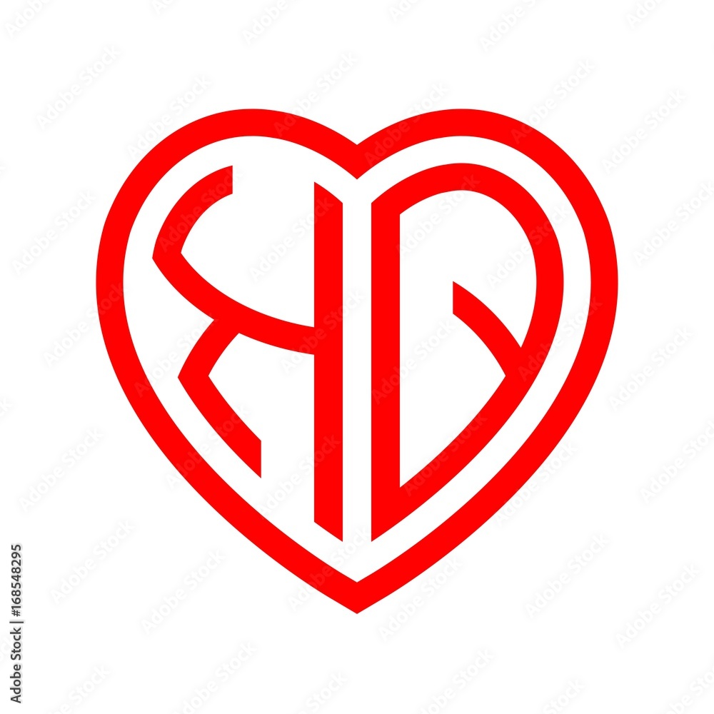 initial letters logo kq red monogram heart love shape initial letters logo kq red monogram heart love shape