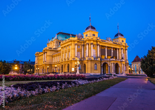 Croatian National Theater in Zagreb at night