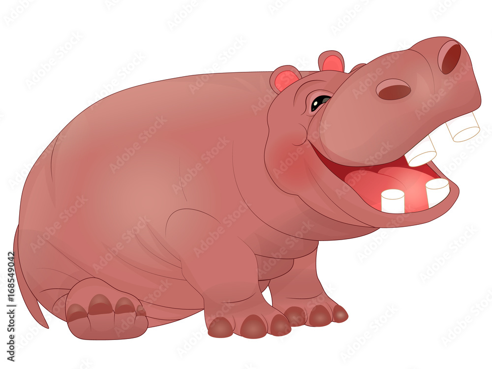 Fototapeta premium cute laughing hippopotamus