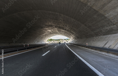 Road in an underground tunnel.