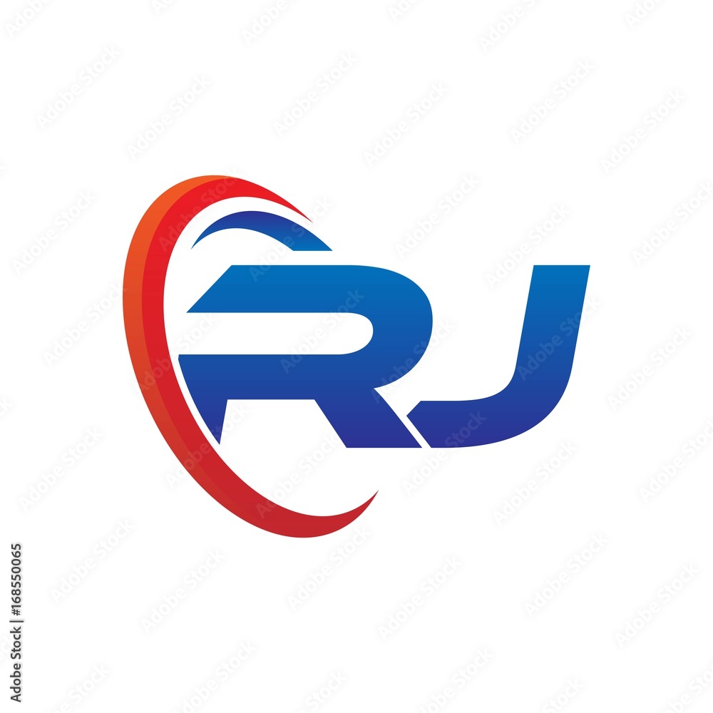 dynamic vector initial letters logo rj with circle swoosh red blue dynamic vector initial letters logo rj with circle swoosh red blue