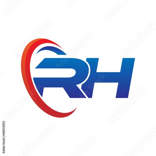 dynamic vector initial letters logo rh with circle swoosh red blue