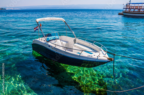 Picturesque scene of boats in a quiet bay, Croatia © cone88