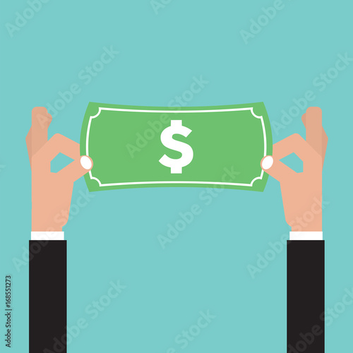 Hand Splaying Banknote Vector Illustration