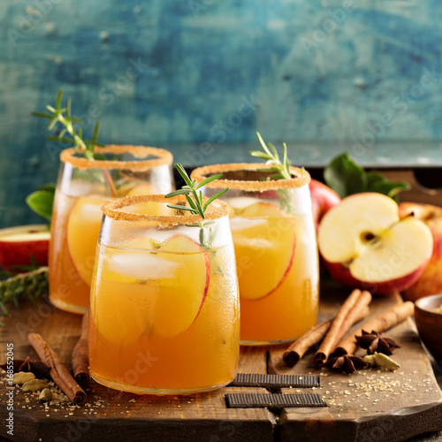 Hard apple cider cocktail with fall spices photo