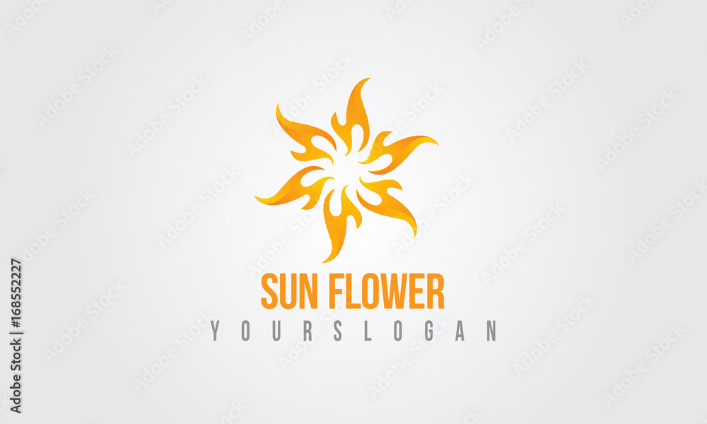 Orange elegant sun flower logo