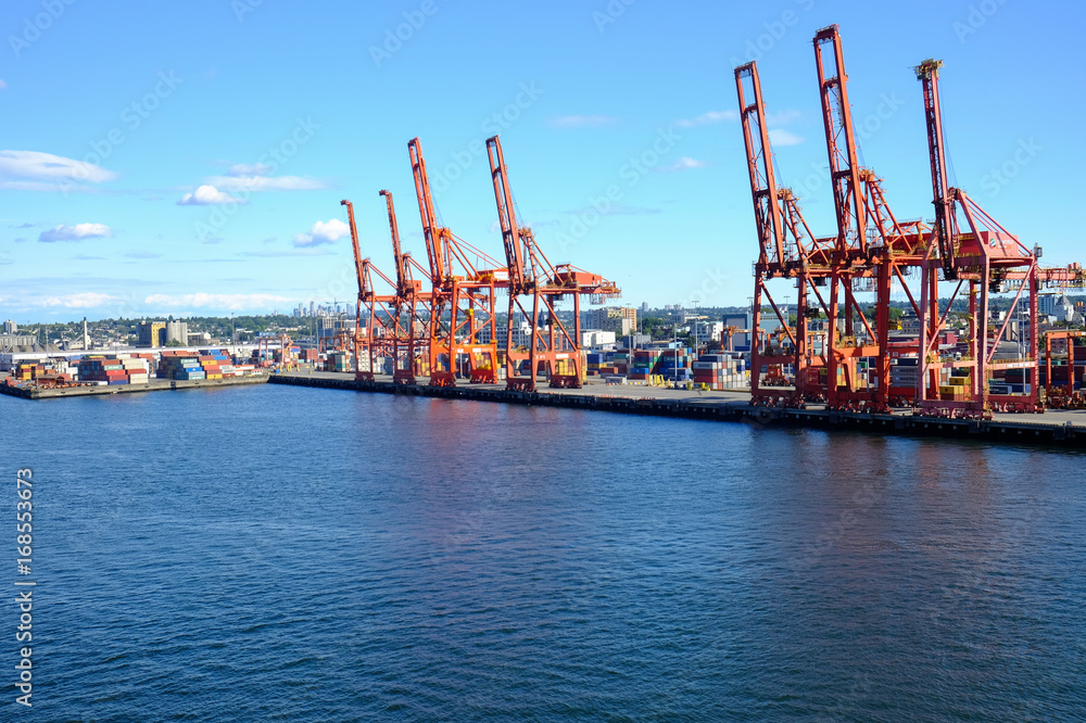 Vancouver container port - obrazy, fototapety, plakaty 