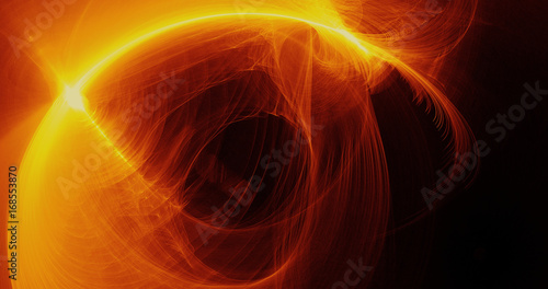 Yellow Red Orange Abstract Lines Curves Particles Background