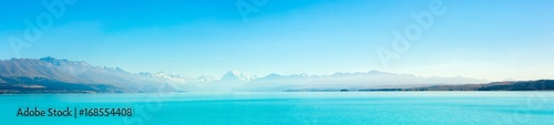Panorama Lake Pukaki and Mt. Cook as a Background