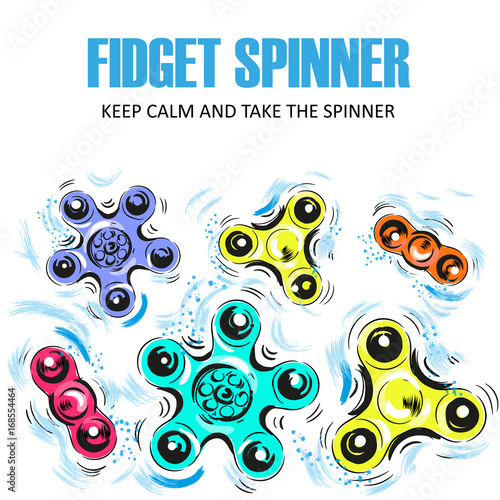 Set of Hand spinning machine. Rotation. Vector