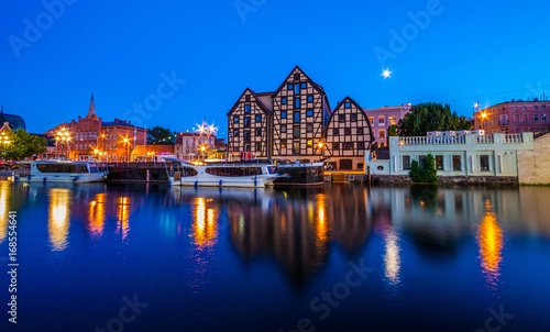 Old Town and granaries by the Brda River at night. Bydgoszcz. Poland © cone88