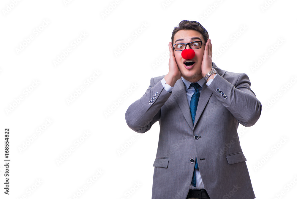 Funny clown businessman isolated on white background Funny clown businessman isolated on white background