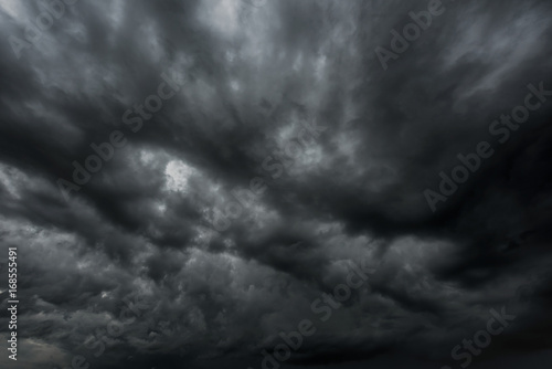 Dark sky and black clouds, Dramatic storm clouds before rainy