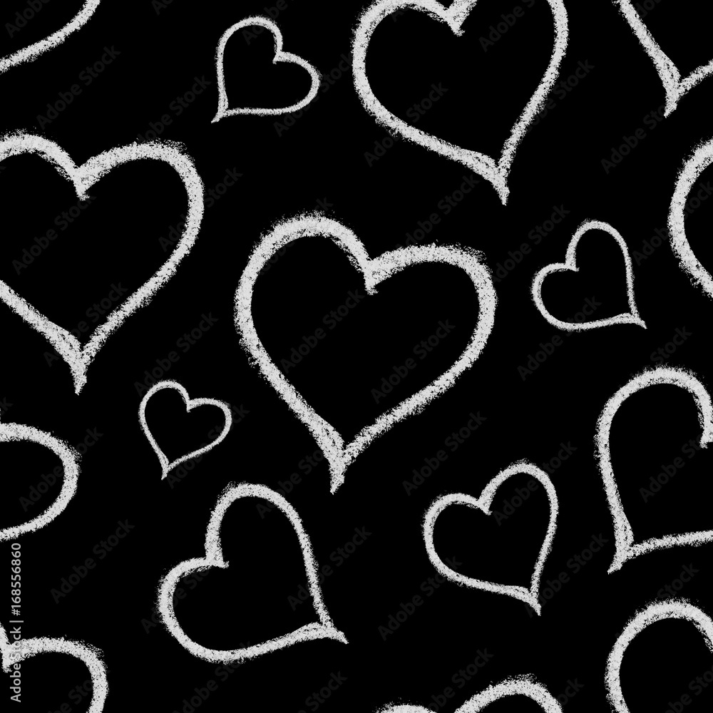 Fotografie seamless hand drawn chalk pattern isolated on black background