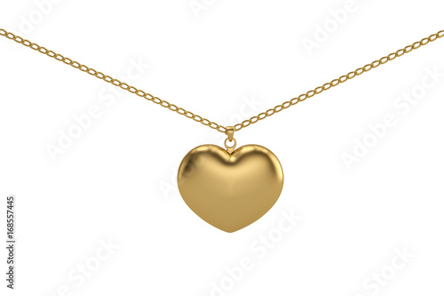 Gold ornament in the form of heart objects on white background.3D illustration.
