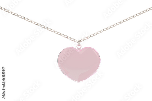 Silver ornament in the form of heart objects on white background.3D illustration.