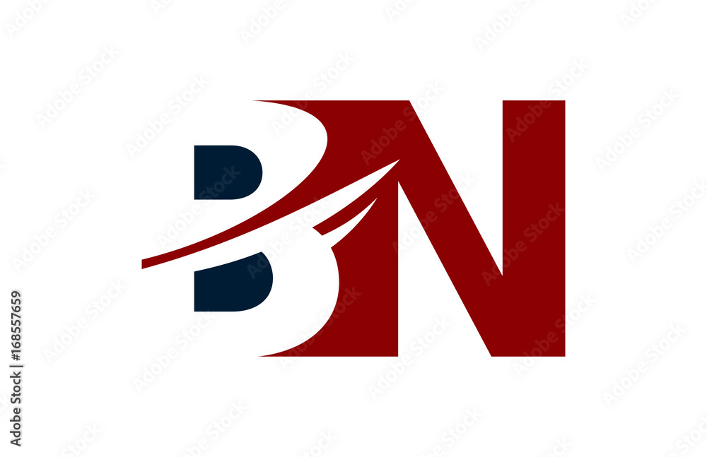 BN Red Negative Space Square Swoosh Letter Logo BN Red Negative Space Square Swoosh Letter Logo