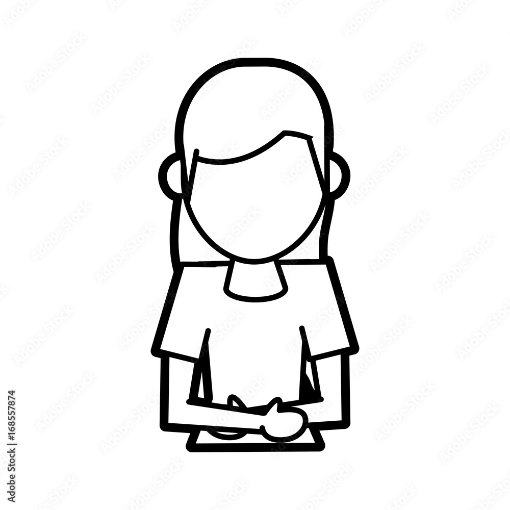 Flat line uncolored woman avatar over white background vector illustration Flat line uncolored woman avatar over white background vector illustration