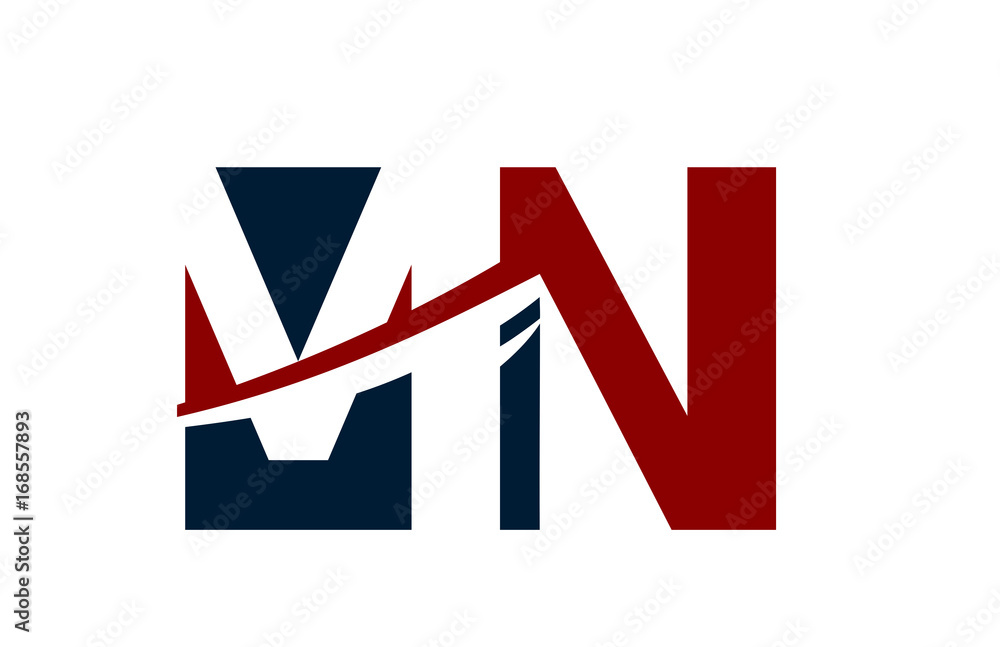 MN Red Negative Space Square Swoosh Letter Logo