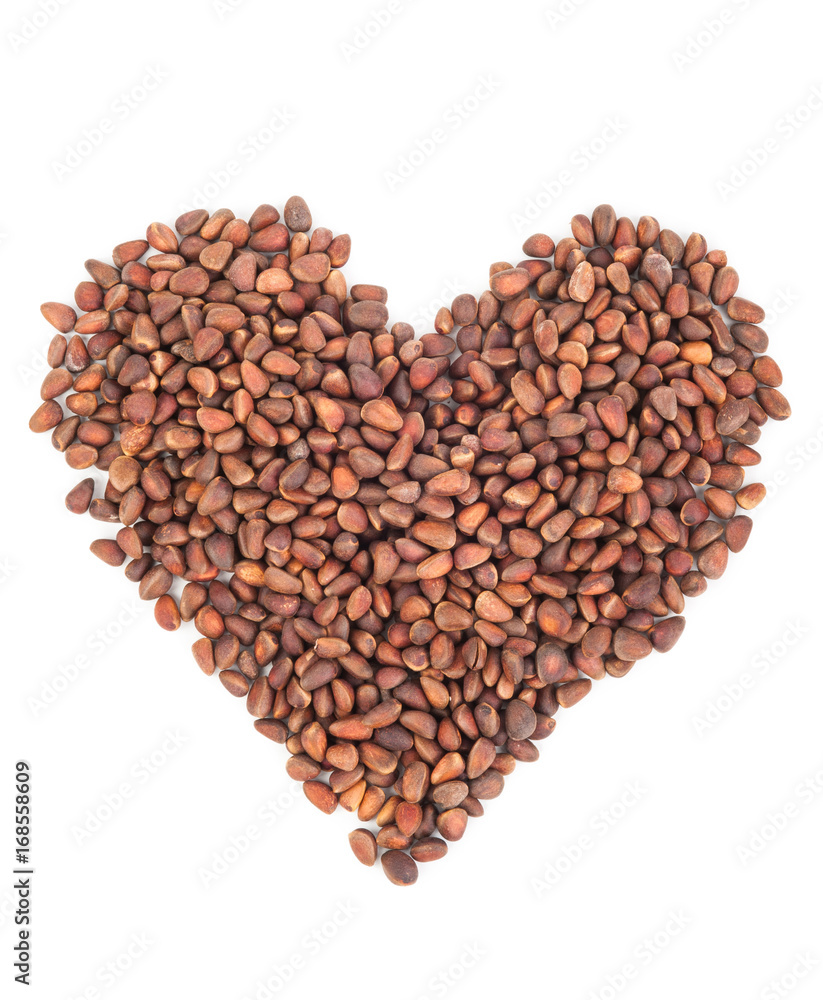 Cedar pine nuts.Heart Cedar pine nuts.Heart