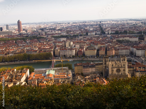 Vászonkép Panorama over Lyon France