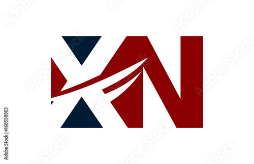 XN Red Negative Space Square Swoosh Letter Logo
