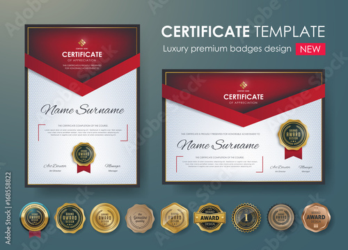 certificate template with luxury pattern,diploma,Vector illustration and vector Luxury premium badges design,Set of retro vintage badges and labels.