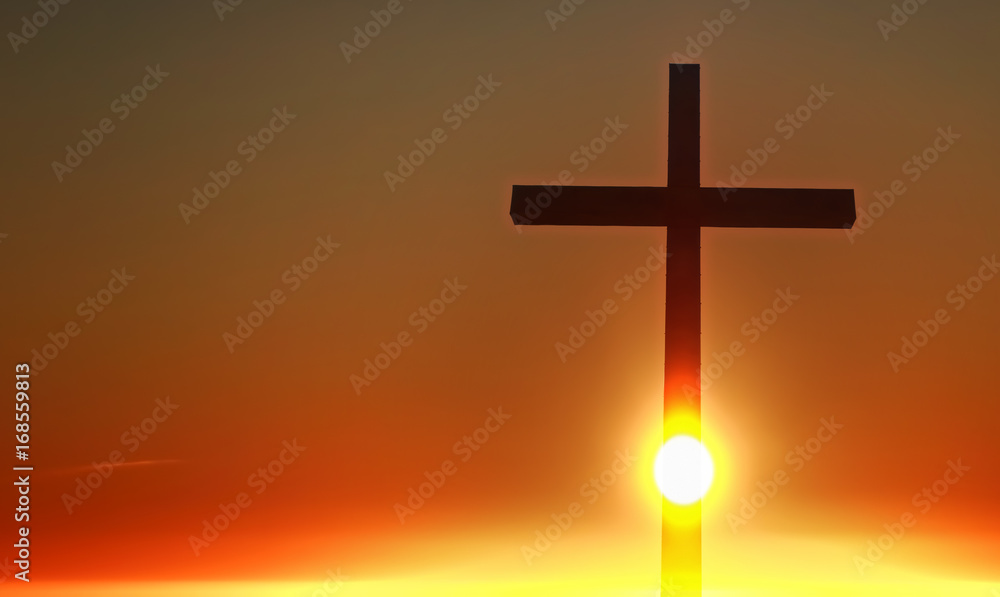 Silhouette cross in the sky Silhouette cross in the sky