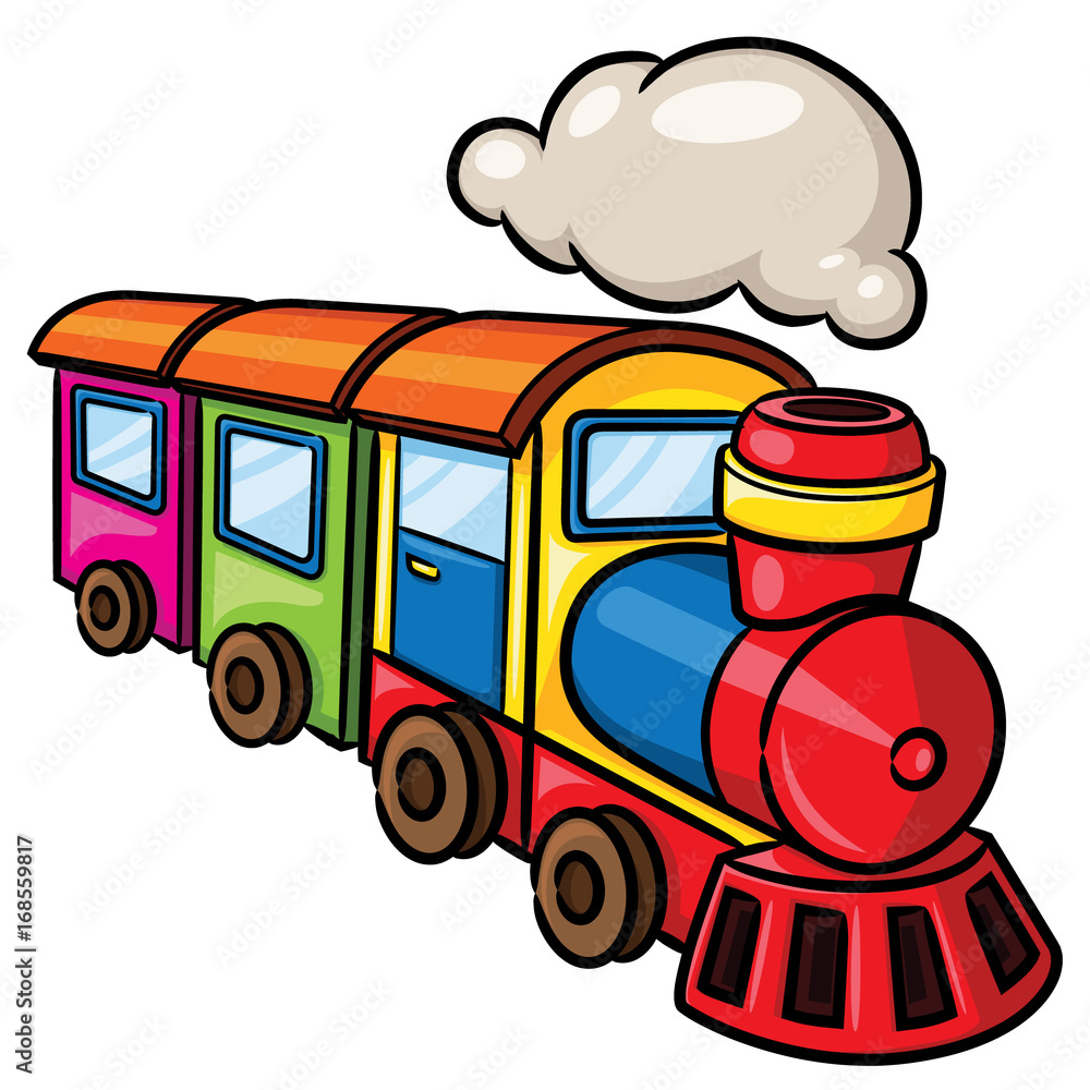 Train Cartoon Illustration of cute cartoon train. Stock Vector | Adobe Stock