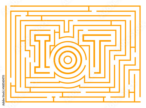 IoT maze graphic isolated on white background. Internet of things concept. Vector illustration.