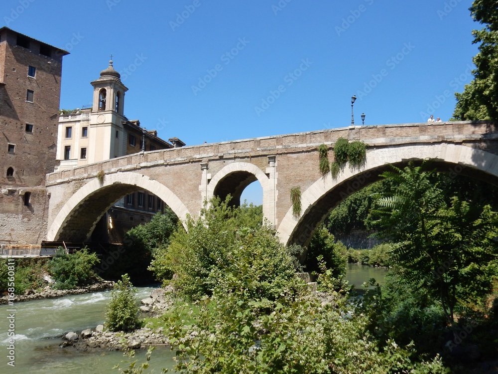 Roma - Ponte Fabricio dalla riva del Lungotevere dei Pierleoni