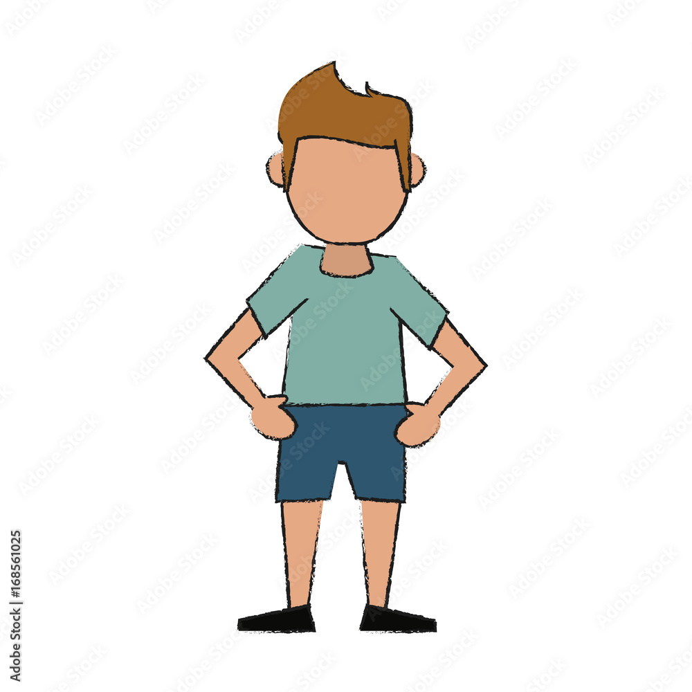 Colorful standing man doodle over white background vector illustration