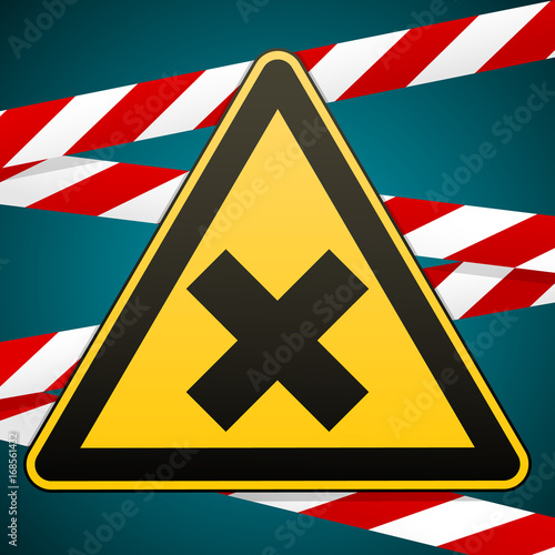 Safety sign. Caution - danger Harmful to health allergic irritant substances. Barrier tape. Vector illustrations.