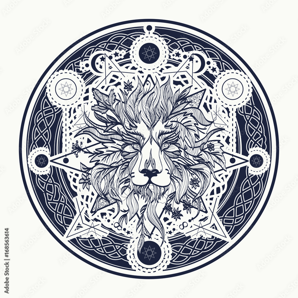 S.A.V.I Temporary Tattoo Stickers, Lion with Cub Baby Lion Child Tattoo  Pattern For Men, Women, Tattoo For Hand Arm, Size 21x11cm - 1Pc.