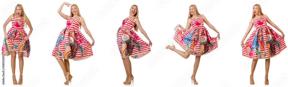 Collage of woman in fashion look isolated on white Collage of woman in fashion look isolated on white