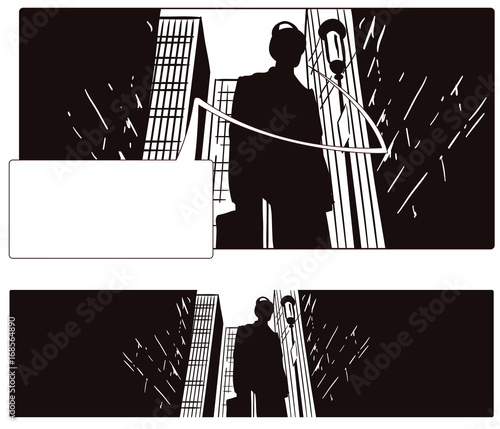 Man in big city. Stock illustration.