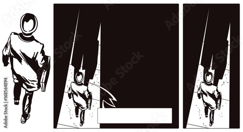 Man in big city. Stock illustration.