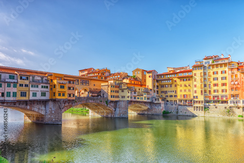 Ponte Vecchio is a bridge in Florence, located at the narrowest point of the Arno River, almost opposite the Uffizi Gallery.Italy. © BRIAN_KINNEY