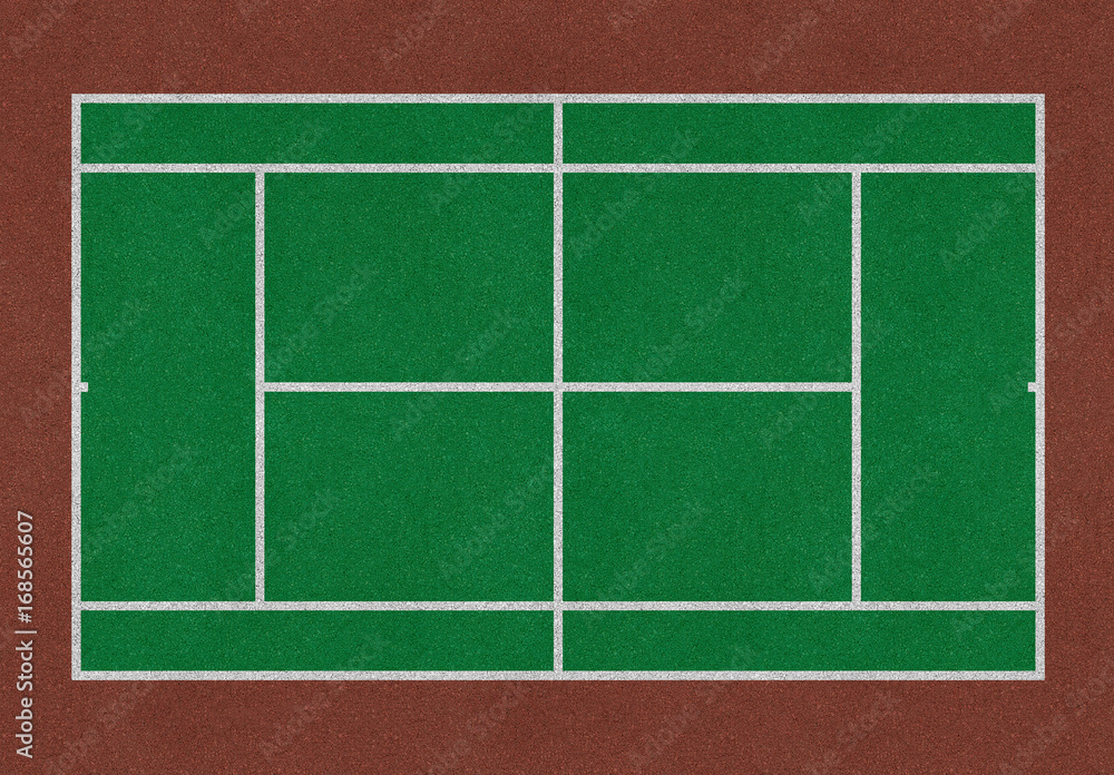 Tennis field. Tennis green court. Top view. Isolated