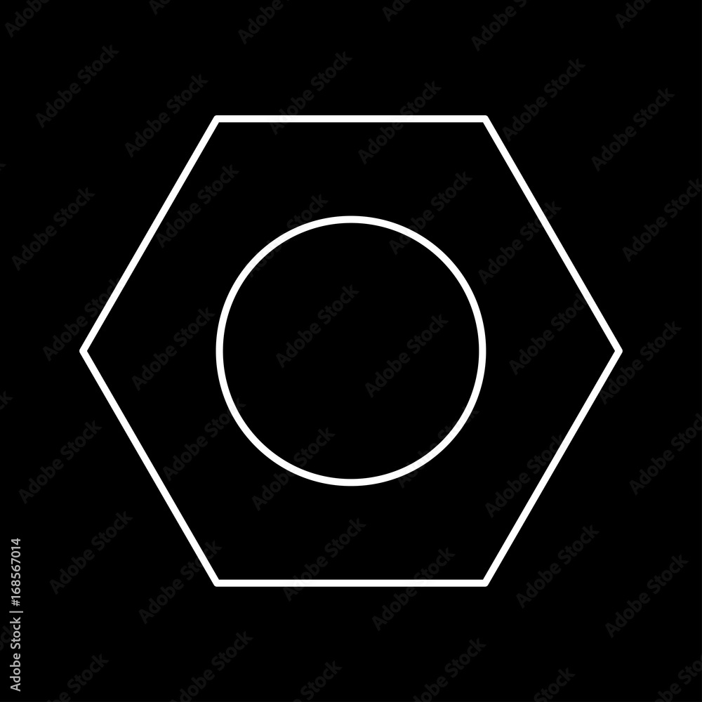 Hex nut white color icon . Hex nut white color icon .