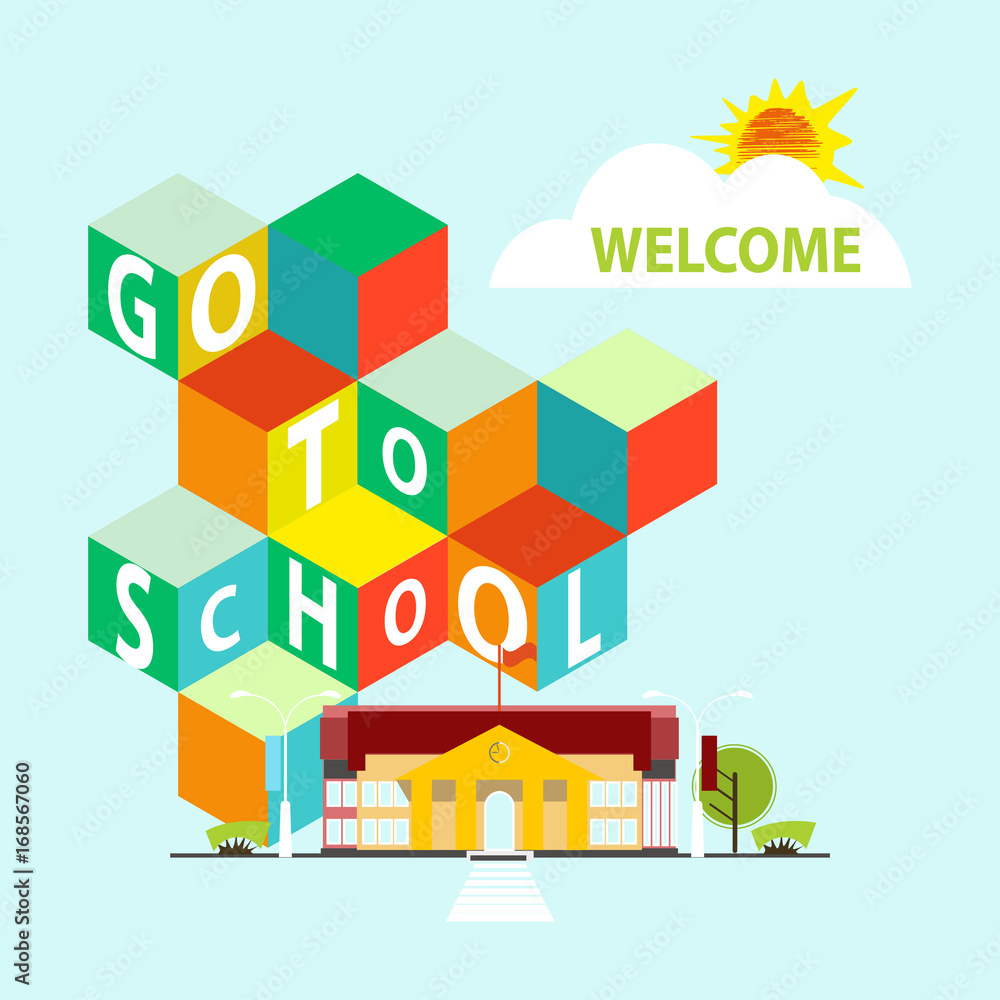 Fototapeta premium back to school. Text on tapes against a background of color spots