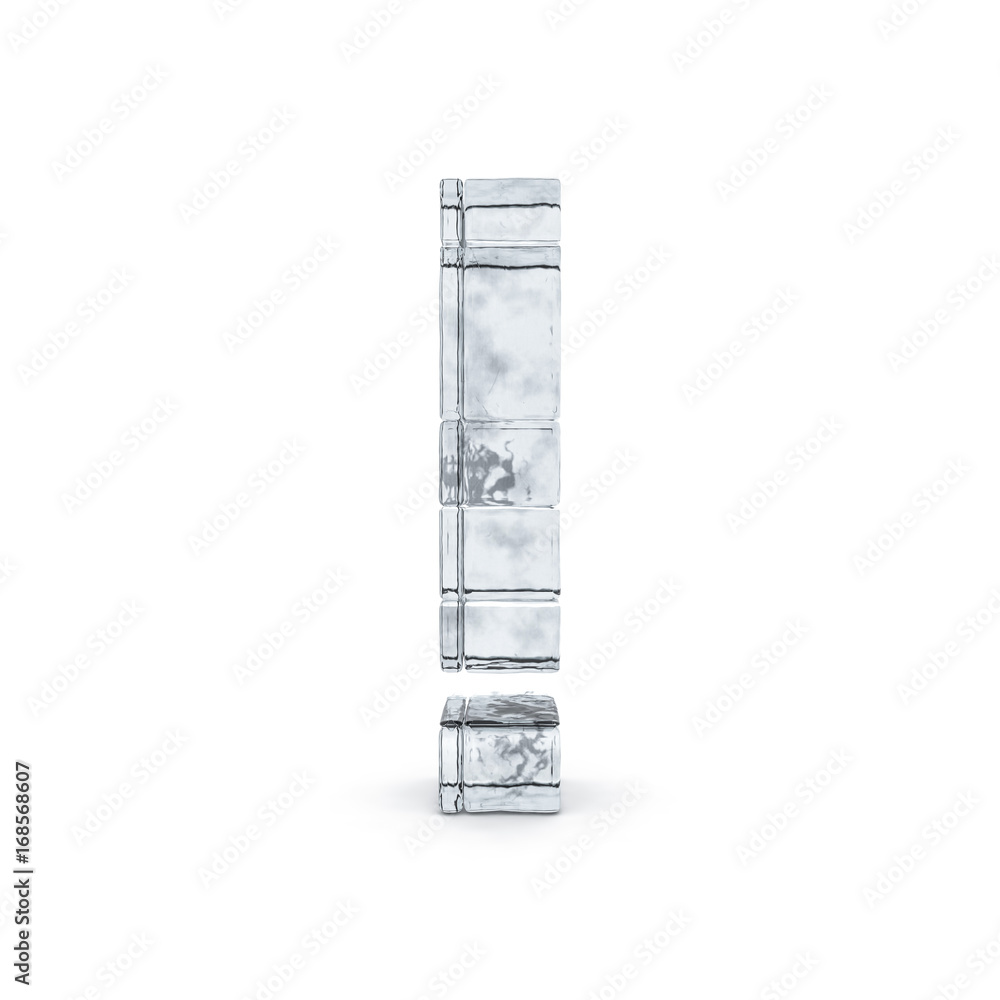 Mark of exclamation made out of ice. 3D rendering Mark of exclamation made out of ice. 3D rendering