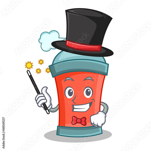 Magician aerosol spray can character cartoon