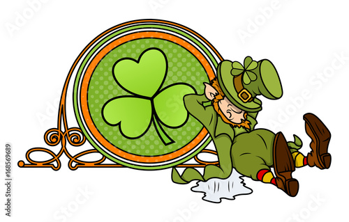 Sleeping Leprechaun - Patrick's Day Shamrock Frame
