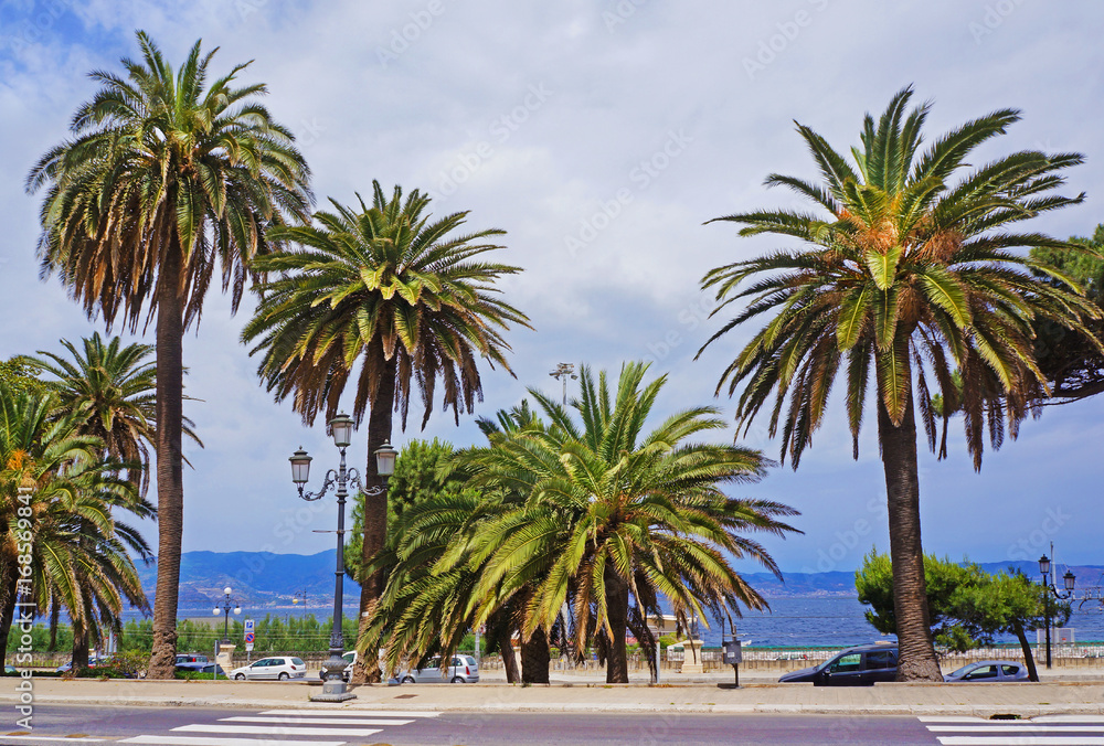 Italy, Reggio di Calabria, Quay of Mediterranean sea - Lungomare Falcomata Italy, Reggio di Calabria, Quay of Mediterranean sea - Lungomare Falcomata